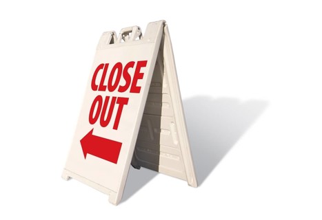 Close out tent sign isolated on a white background