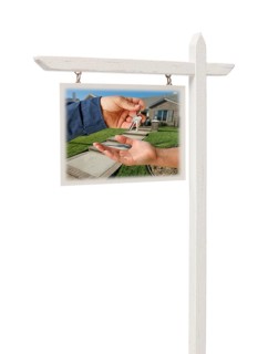 Isolated real estate sign with clipping path
