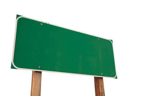 Blank green road sign isolated on a white background