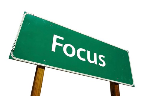 Focus road sign isolated on white with clipping path