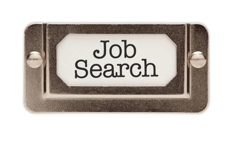 Job search file drawer label isolated on a white background