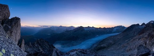 Rhonegletscher vom Klein Furkahorn nach Sonnenuntergang