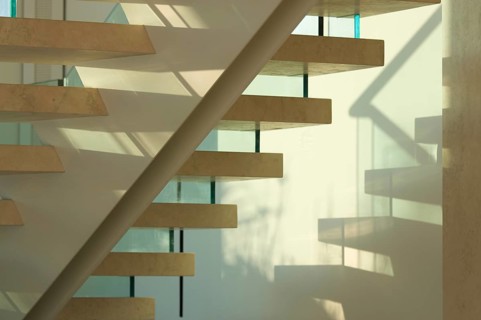Majestic marble stairs and glass abstract