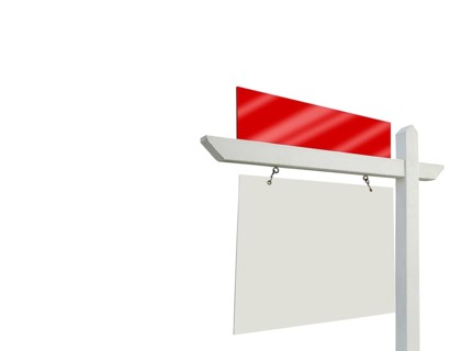 Blank real estate sign isolated on a white background