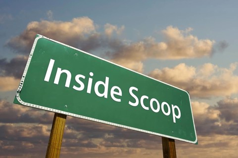 Inside scoop green road sign with dramatic clouds and sky