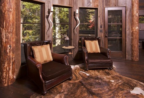 Luxurious rustic reading room in rural setting