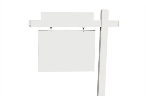 Blank real estate sign isolated on a white background
