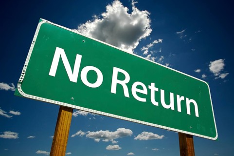 No return road sign with dramatic clouds and sky