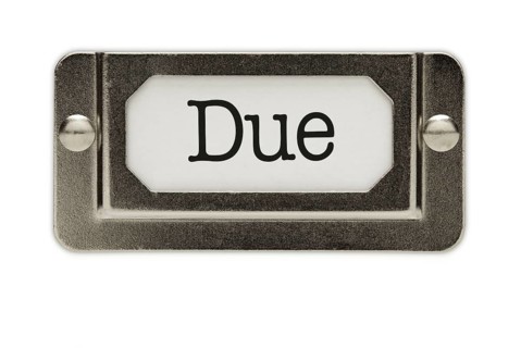 Due file drawer label isolated on a white background