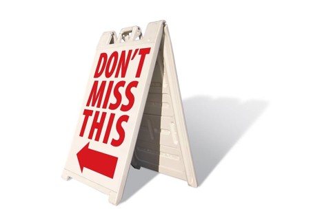 Don't miss this tent sign isolated on a white background