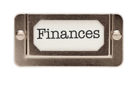 Finances file drawer label isolated on a white background
