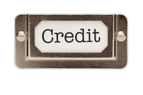 Credit file drawer label isolated on a white background