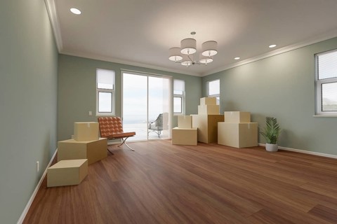 Several cardboard moving boxes