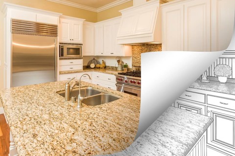 Kitchen photo page corner flipping with drawing behind