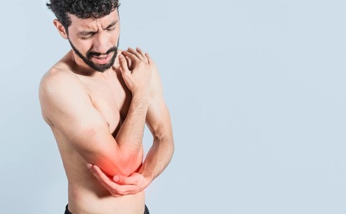Person with elbow pain