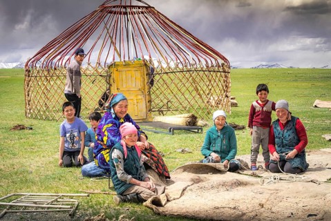 Nomads have just arrived in summer camping in Western Mongolia