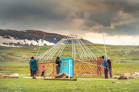 One of the seasonal movements. Summertime. Western Mongolia