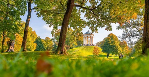 English Garden with Monopterus in Autumn