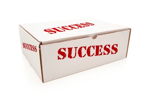 White box with the word success on the sides isolated on a white background