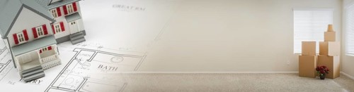 Gradated banner with model home