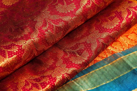 Indian silk saries close up Background