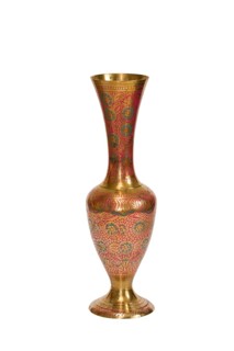 Stamped brass vase isolated on white background