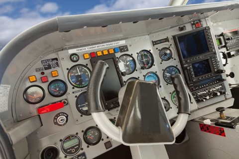 Detailed cockpit of a cessna airplane