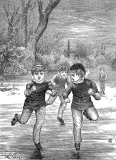 Children skating on the frozen lake