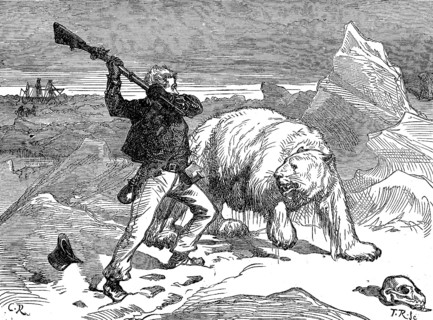 Man fighting a polar bear