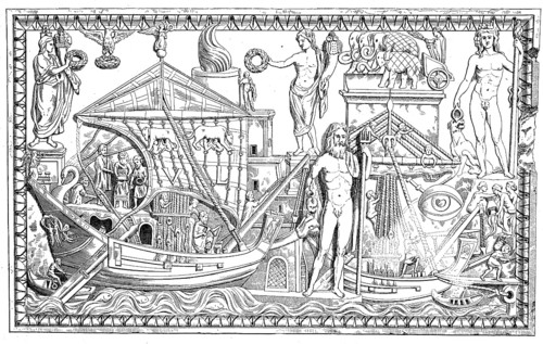 The Tiber harbour with merchant ships in Rome