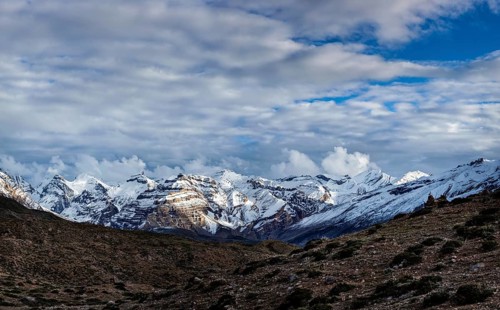Himalayas snowcapped summit mountains in snow