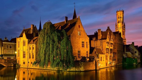 Panorama of Bruges tourist landmark attraction
