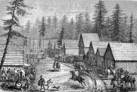Station and western town of Cisco in California in 1880