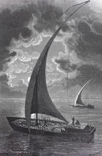Sailing ships on the upper reaches of the Nile