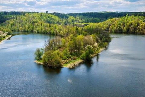 Landscape on the river Saale near Burgk Castle