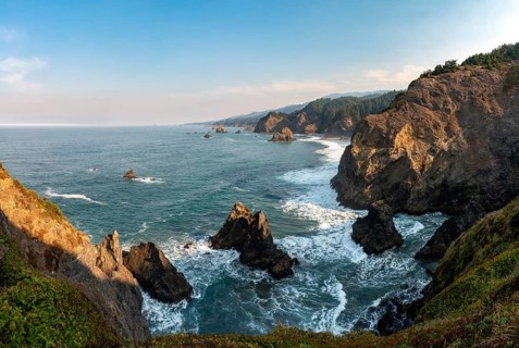 Ragged rocks in the sea