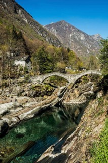 Old Roman bridge Ponte dei Salti over Verzasca