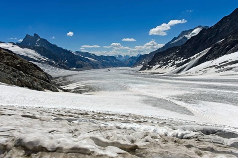 View from Jungfraufirn to Konkordiaplatz and the Aletsch Glacier