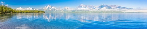 Pano of the grand teton national park mountain range in wyoming