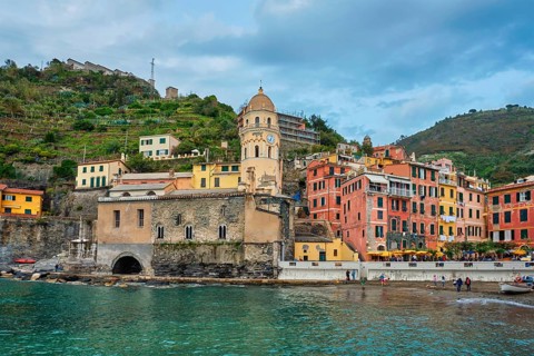 Vernazza village popular tourist destination in Cinque Terre National Park a UNESCO World Heritage Site