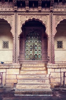 Arched gateway in Mehrangarh fort example of Rajput architecture. Jodhpur