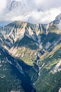 Mountain peaks Hoher Kamm and Kleiner Wanner of the Wetterstein Mountains