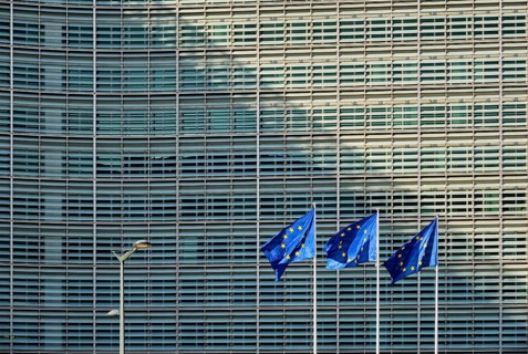 European EU flags in front of the Berlaymont building