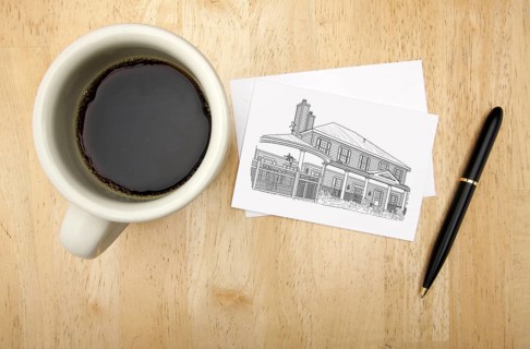 Note card with house drawing