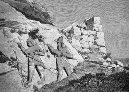 Stone relief of two Hittite warriors