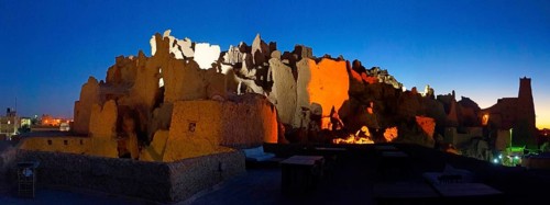 Ruins of the old town of Shali in the evening light