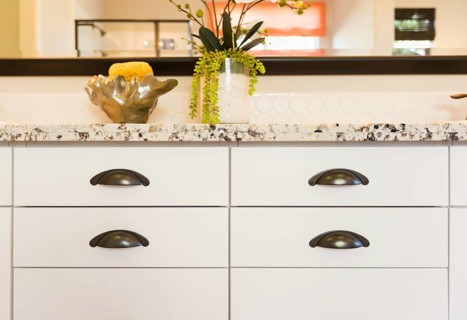 Classic bathroom granite counter top and drawers abstract
