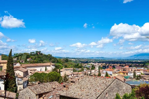 View over the roofs of Spoleto from Piazza della Signoria looking west