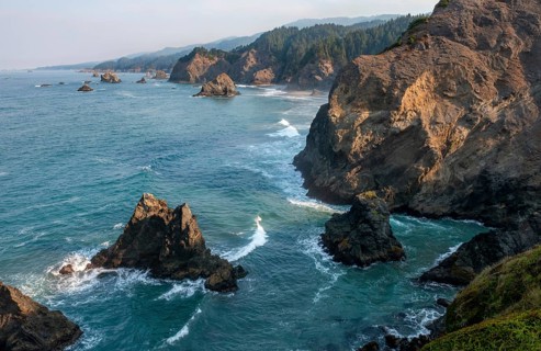 Ragged rocks in the sea
