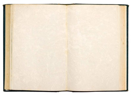 Old open book with blank pages isolated on white
